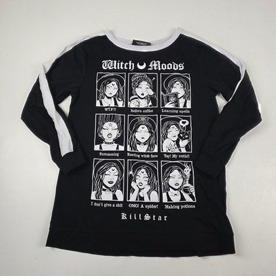 Killstar Shirt Womens Large Black Witch Moods Graphic Ringer Long Sleeve Goth