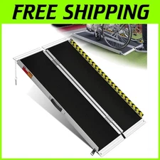 Heavy Duty 600 Lbs Capacity Folding Wheelchair Ramp with Safety Baffles