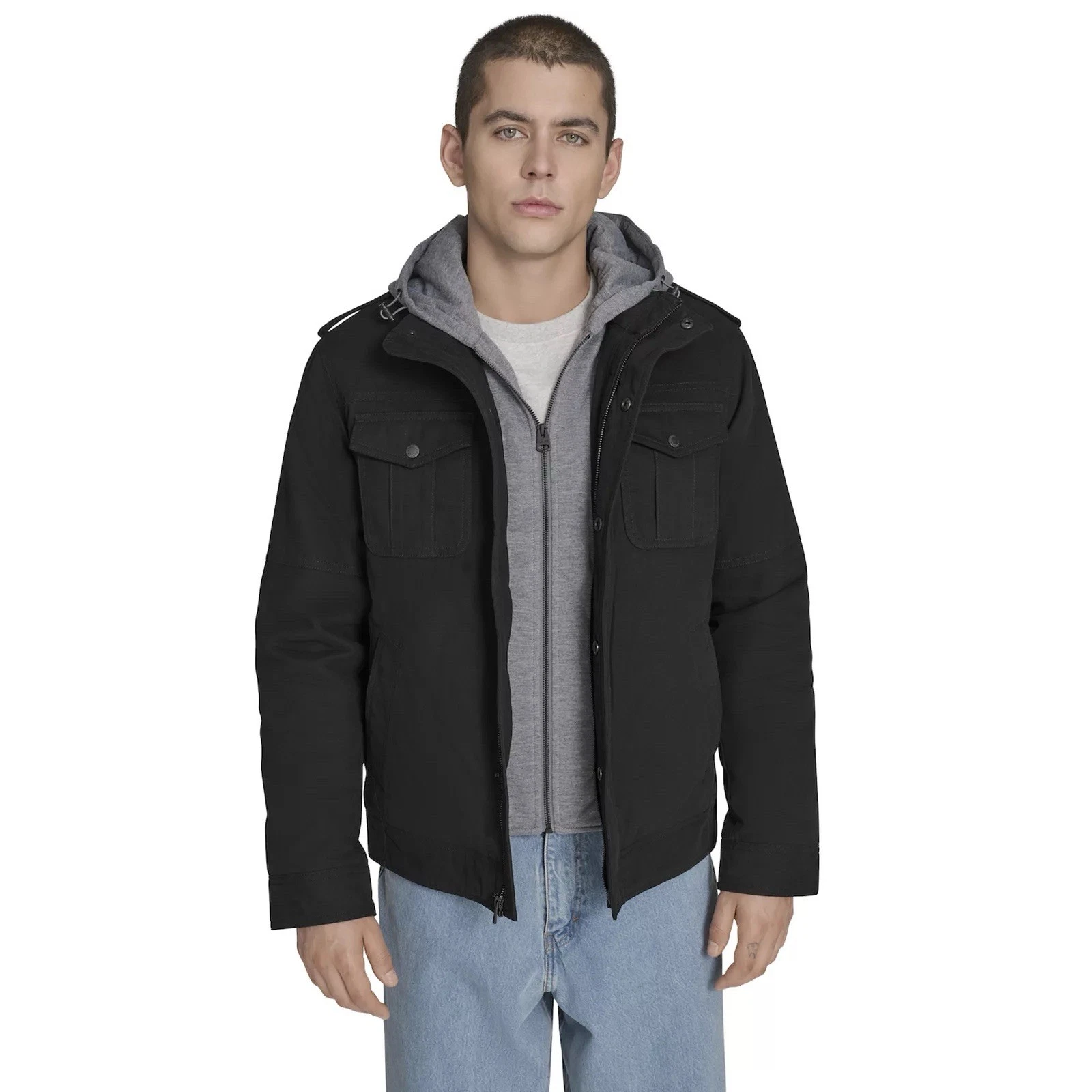 Men's Levi's® Hooded Sherpa Lined Trucker Jacket In Black Size L New
