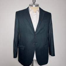 Jos. A. Bank Blazer Mens 46R Forest Green Solid Tailored Fit Linen Blend