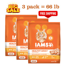 3 Pack, IAMS™ Proactive Health Indoor Adult Dry Cat Food - Healthy Cat, 22lb/bag 1.27 per pound