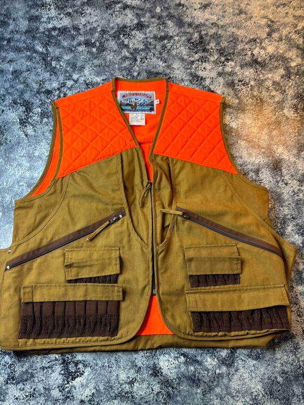 Field & Stream Hunting Shooting Vest Florescent Orange & Brown Style # 8946 Medi