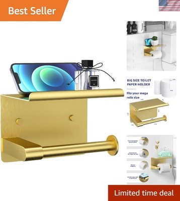 Modern Wall-Mounted Gold Toilet Paper Holder for Mega Rolls - Easy Installation
