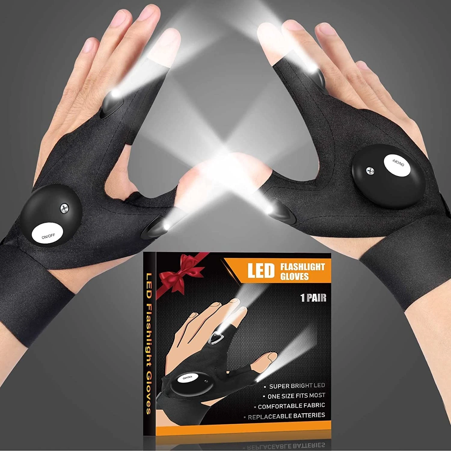 1 Pair LED Flashlight Gloves Outdoor Work Gloves for Fishing Camping Hiking
Opens in a new window or