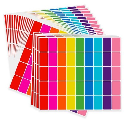 10 Color Color Coding Labels Rectangle Colored Stickers Assorted Removable St...