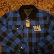 NEW Womens Coat NEW YORK GIANTS Large Jacket NWT $120 Blue & Black Flannel NFL