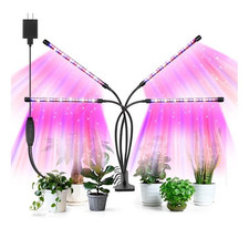 4-Head Full Spectrum LED Plant Grow Light Clip-On Auto Timer 10-Level Dim 10W