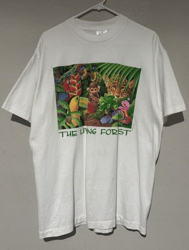 Vintage 90's Single Stitch Human-i-Tees “The Living Forest" T Shirt XL USA Hh7