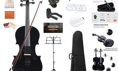  Acoustic Violin for Kids Beginners,Acoustic Violin Fiddle for 1/4 Size Black