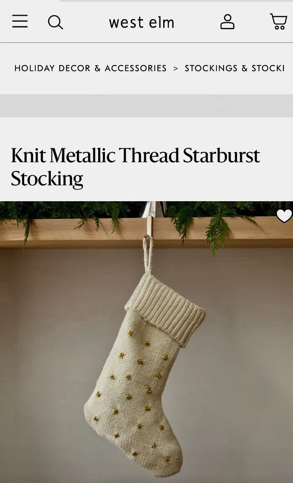 Medias de Navidad West Elm Tejidas Hilo Metálico Starburst Foto 3 de 4