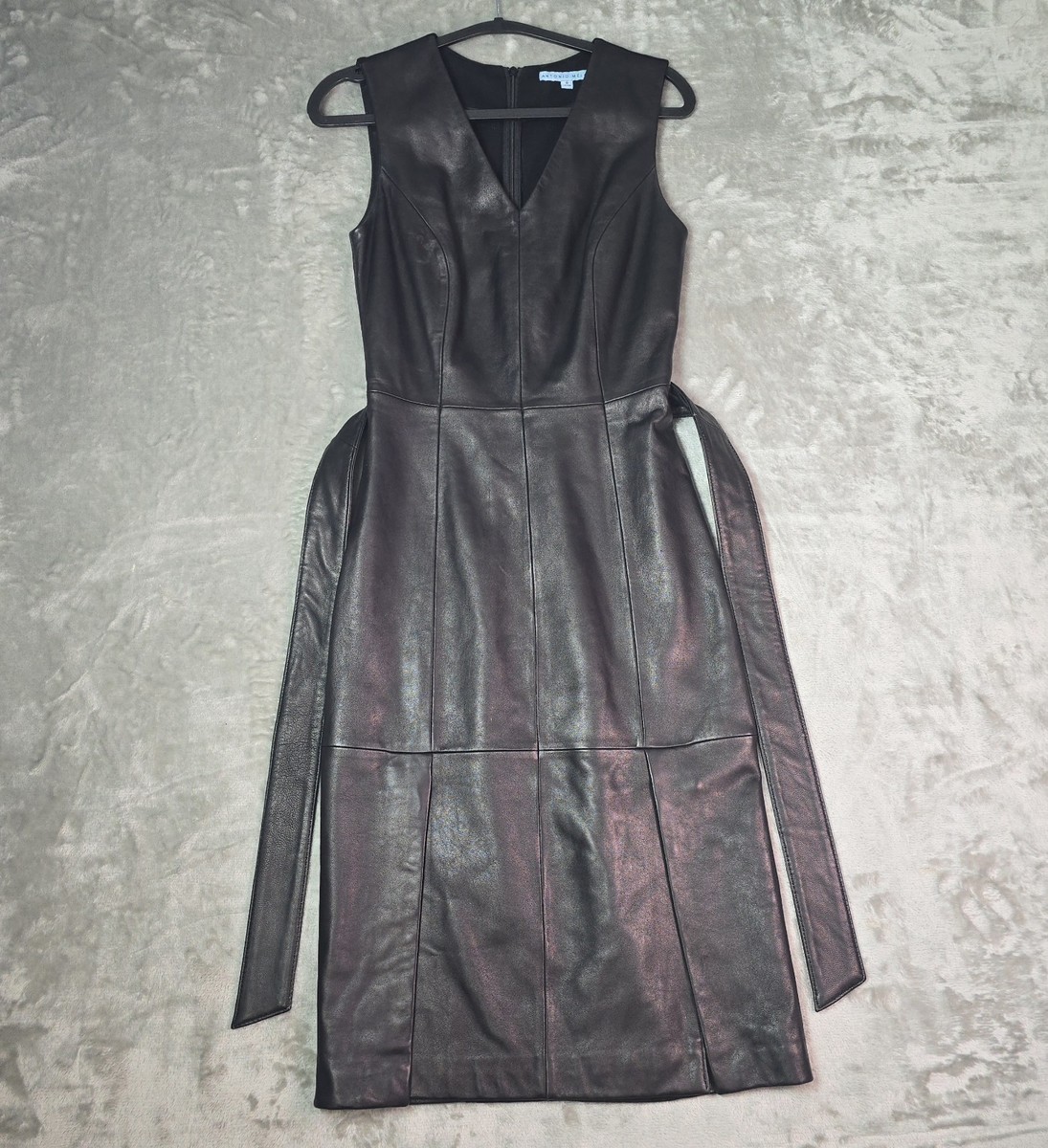 Antonio Melani Black Leather Sleeveless Fit & Flare Dress Women's Large  Elegant | eBay