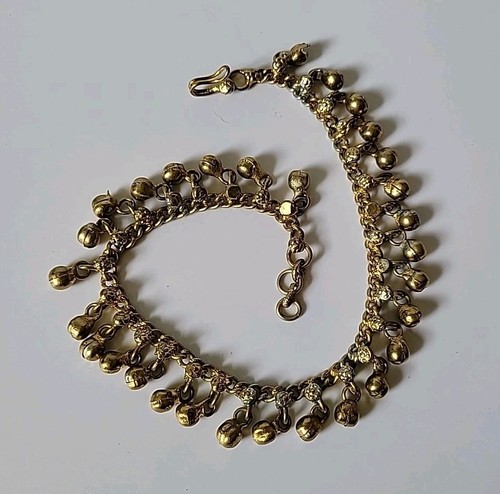 Vintage Gold Tone Jingle Bells Anklet Belly Dancing Boho Festival Gypsy Tribal - Picture 5 of 9