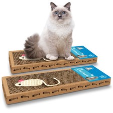 2pk Cat Scratcher Pads Cardboard Kitten Scratching Board Mat Bed Pet Toy Set