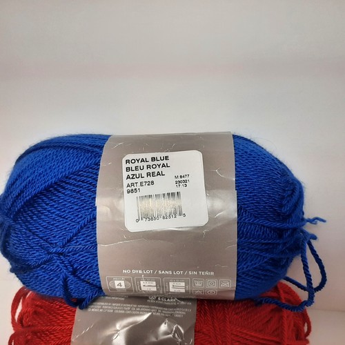Lot of 2 Skeins Red Heart Soft Yarn 5 oz Really Red and Royal Blue - Picture 3 of 5