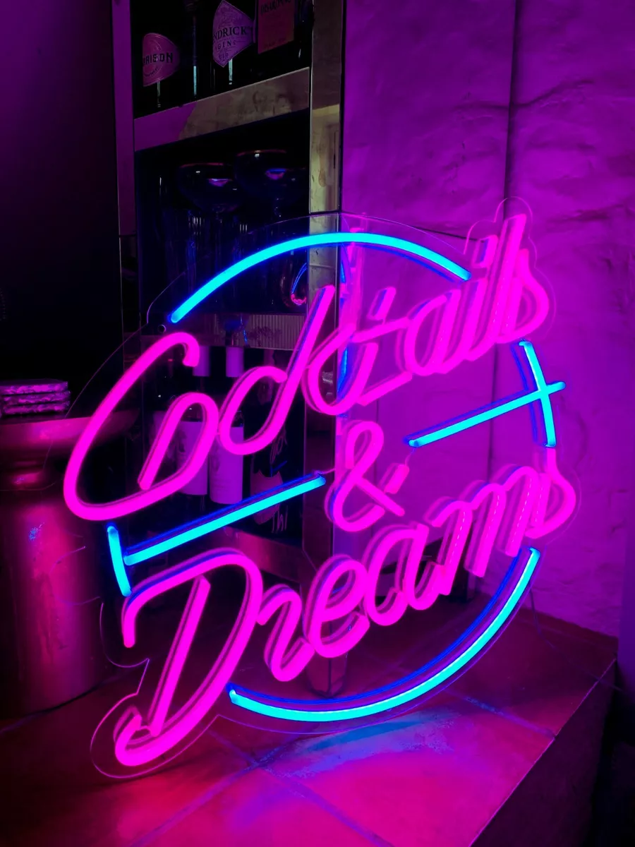 Cocktails and dreams neon cheap light