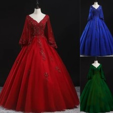 Gothic Wedding Dresses Beaded Long Sleeves Lace Appliques V Neck Bridal Gowns