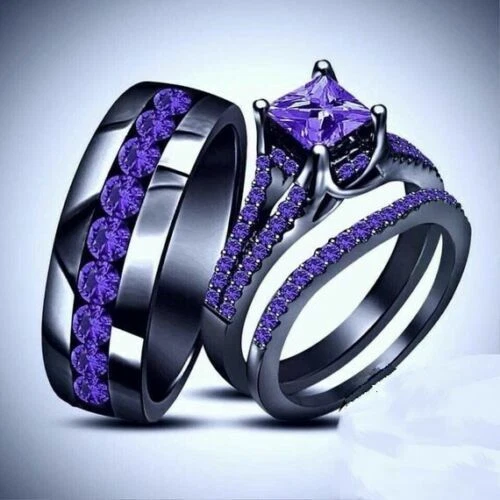 Blue wedding ring deals sets his and hers