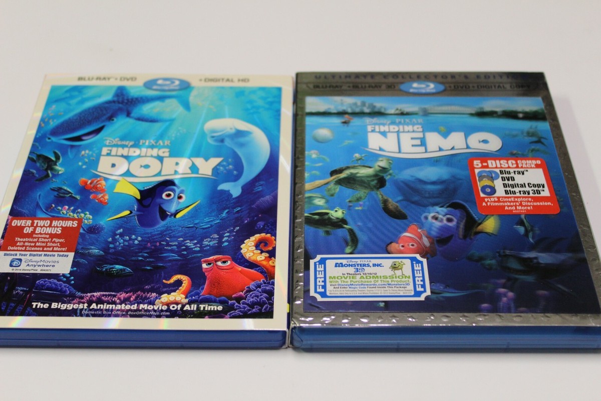 Finding Nemo & Finding Dory Combo (Bluray, DVD, Slipcovers, Cases