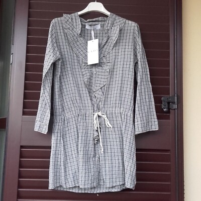 Kaos Scottish Plaid Blouse Dress White Grey Maxi Shirt Shirt Dress