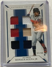 2019 Panini National Treasures Game Gear Material Eights Ronald Acuña Jr. 97/99