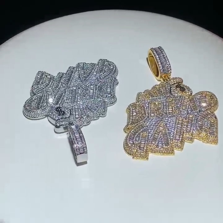 5AAA+ CZ Hop Hip Ice Out Bling BREAD GANG Pendant Necklace 5AAA+ CZ Hop Hip Ice Out Bling BREAD GANG Pendant Necklace