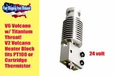 V6 Volcano Hotend 24v with Titanium Heatbreak, Upgraded Heatsink, PT100, 1.75mm