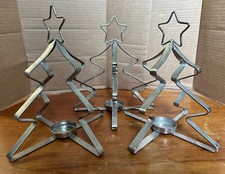 Set Of 3 Christmas Tree Silver Metal Candle Votive Candle Holder 9.25