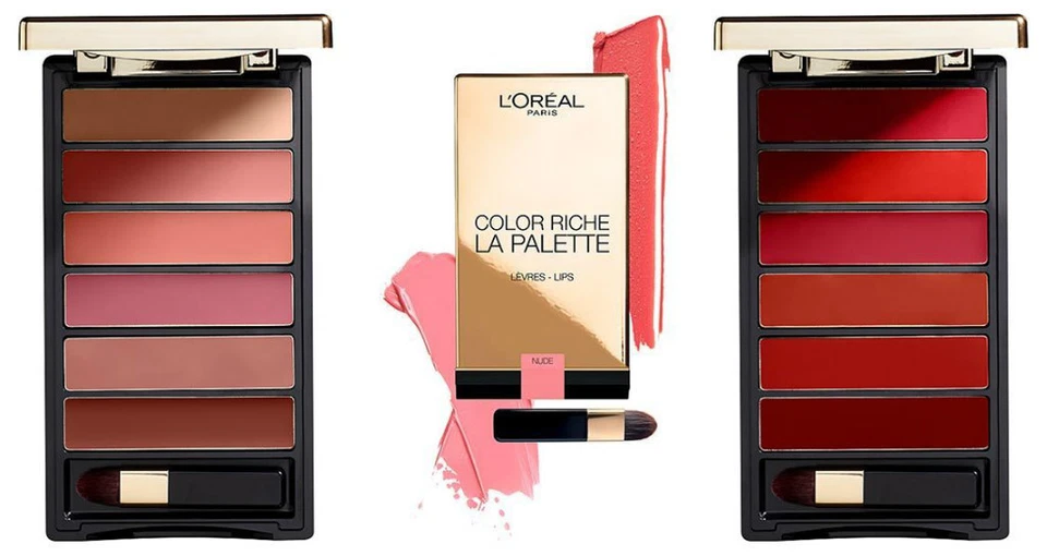 L'ORÉAL PARIS L'OREAL ""Color Riche Lip Palette"" 6 lápices labiales crema DESNUDO ROJO GLAM mate y satinado