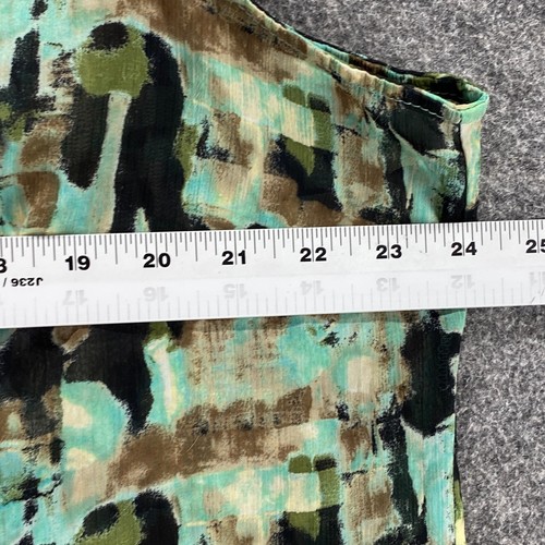 Cato Shirt Women 18/20W Plus Green Geometric Button Up Collared Short Sleeve - Picture 7 of 10