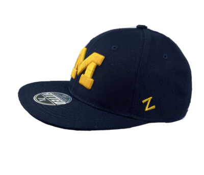 Michigan Wolverines Zephyr Fitted Cap/Hat College Navy blue yellow