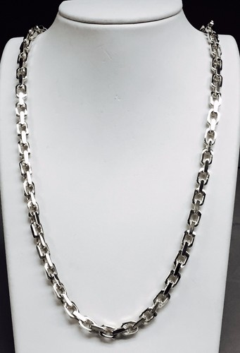 18k Solid White Gold Handmade Link Men 