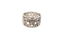 Vintage Sterling Silver 925 Flower Ring Size 7 Scroll