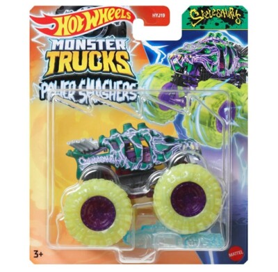 HOT WHEELS MONSTER TRUCKS POWER SMASHERS SKELESAURUS 1:64