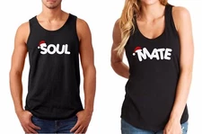 Tank Top #2 Soul Mate Christmas Matching Tees Couple T-Shirts SET Gift Santa Hat