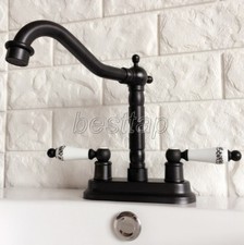 Black Oil Brass 4" Centerset Bathroom Two Holes Basin Faucet Sink Tap shg070