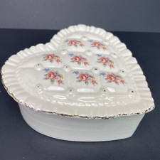 Duncan Ceramic Quilted Floral Heart Trinket B...