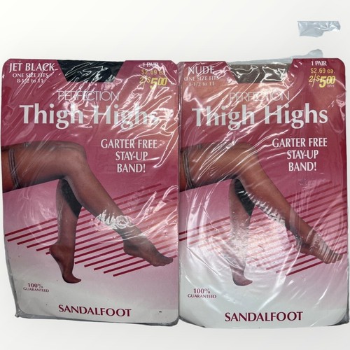 Thigh Highs Women’s Nylons Walgreens LOT 2 Pairs NEW OLD STOCK Black