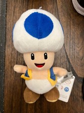 NEW Super Mario All Star Collection BLUE TOAD 8" Nintendo Doll Toy Plush w/tags