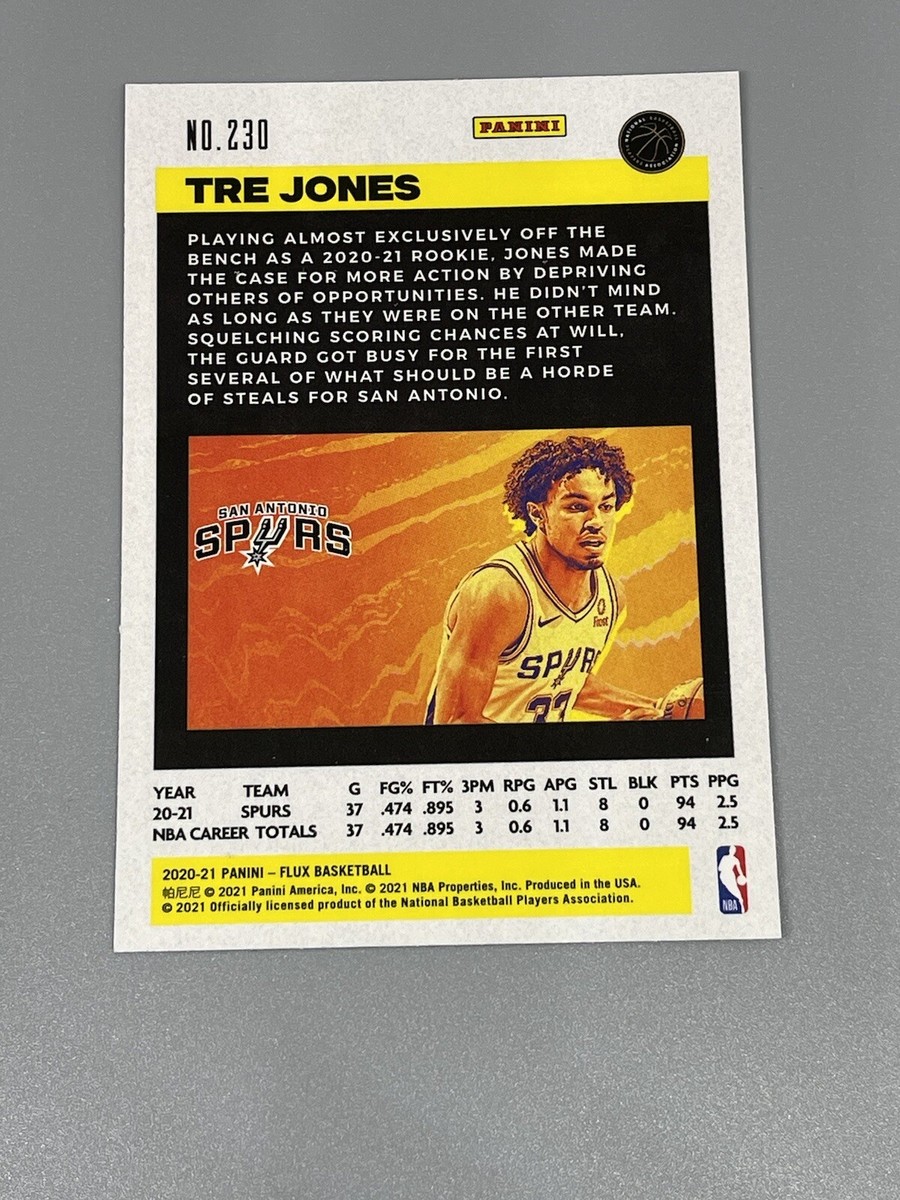 Tre Jones 2020-21 Panini Flux 🏀 Rookie RC #230 San Antonio Tre Jones 2020-21 Panini Flux 🏀 Rookie RC #230 San Antonio