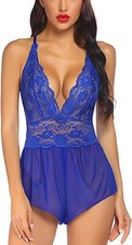 Women Lingerie Sheer Lace Mini Babydoll Teddy Sexy Bodysuit Backless Sleepwear