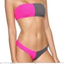 Pilyq A a  Reef Two Toned Bandeau Halter Bikini TOP Size Large New with Tags