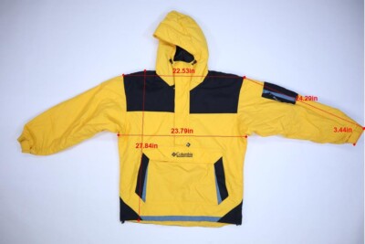 Columbia Vintage Half Zip Anorak Pouch Pocket Yellow Nylon