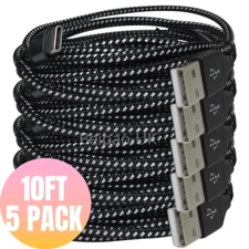 5 Pack Type C Cable 10Ft Bulk Lot For Samsung S20 Plus Note 8 9 USB Charger Cord