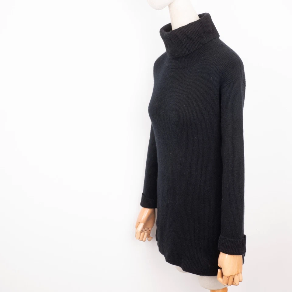 Maria Di Ripabianca 女式高领黑色针织羊绒套衫毛衣 38 M — 第 3/4 张图片