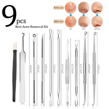 Face Cleansing Acne Beauty Tool Kit Blackhead Extractor 9 Pack