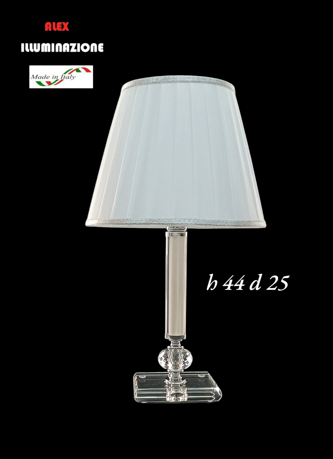 Lampada Comodino Piccola in Cristallo e Cromo - Offerta Illuminazione