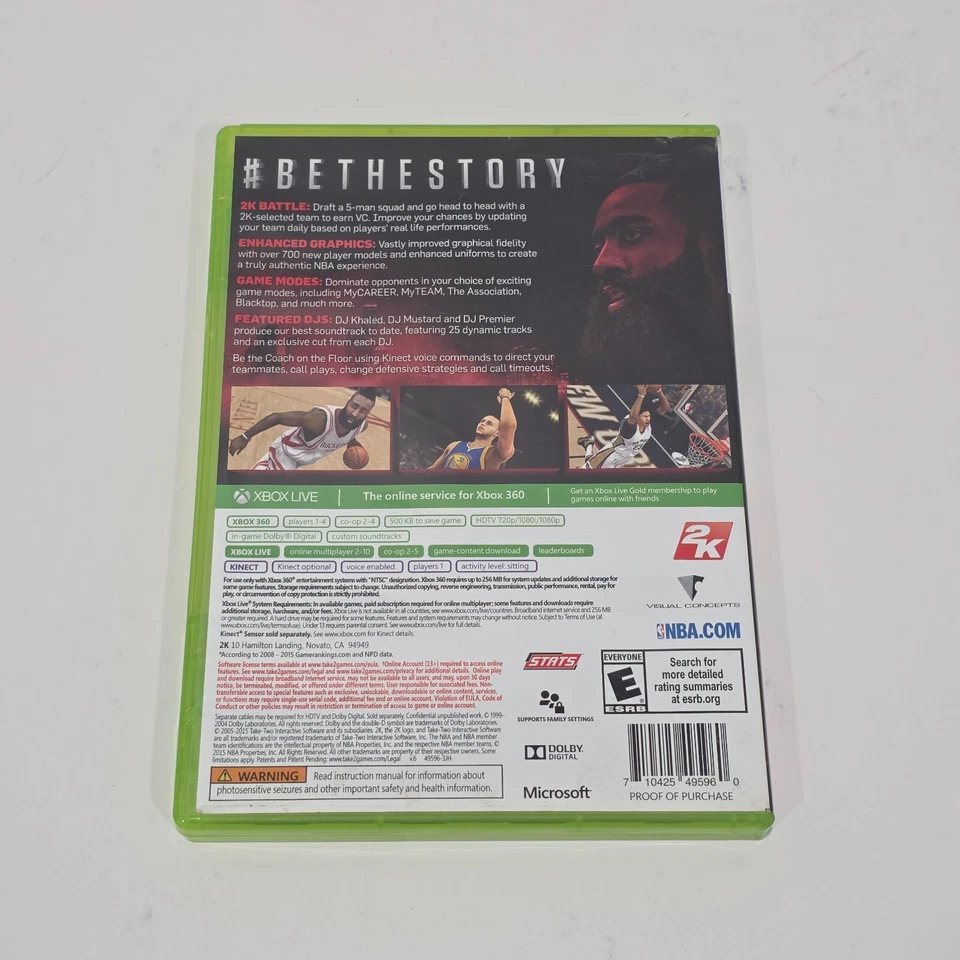 NBA 2K16 (Microsoft Xbox 360, 2015) w/Manual James Harden Cover Tested Working - Image 2 of 4