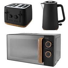 Matt Black Kettle+ 4 Slice Toaster & Microwave set 3 colour available