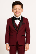 Boys Burgundy Tuxedo Suit