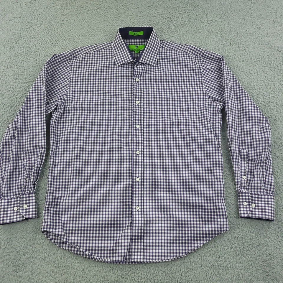 Bristol & Bull Shirt Mens Large Purple Check Button Down Casual Work Office - Image 3 of 4